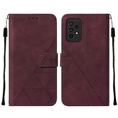 Coque Portefeuille Livre Cuir Etui Clapet Y01B pour Samsung Galaxy A33 5G Vin Rouge