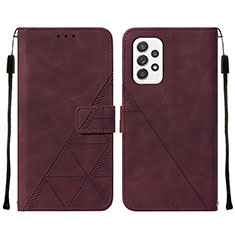 Coque Portefeuille Livre Cuir Etui Clapet Y01B pour Samsung Galaxy A72 5G Vin Rouge