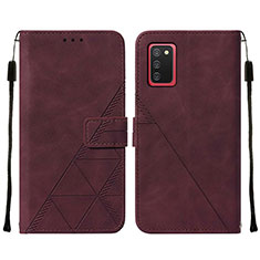 Coque Portefeuille Livre Cuir Etui Clapet Y01B pour Samsung Galaxy F02S SM-E025F Vin Rouge