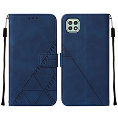 Coque Portefeuille Livre Cuir Etui Clapet Y01B pour Samsung Galaxy F42 5G Bleu