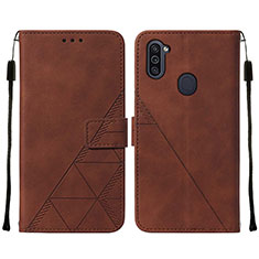 Coque Portefeuille Livre Cuir Etui Clapet Y01B pour Samsung Galaxy M11 Marron