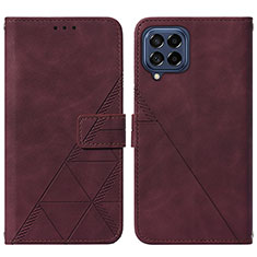 Coque Portefeuille Livre Cuir Etui Clapet Y01B pour Samsung Galaxy M53 5G Vin Rouge