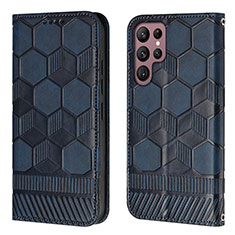 Coque Portefeuille Livre Cuir Etui Clapet Y01B pour Samsung Galaxy S25 Ultra 5G Bleu