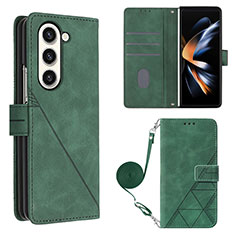 Coque Portefeuille Livre Cuir Etui Clapet Y01B pour Samsung Galaxy Z Fold5 5G Vert