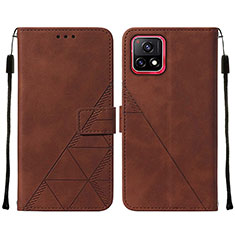 Coque Portefeuille Livre Cuir Etui Clapet Y01B pour Vivo iQOO U3x 5G Marron