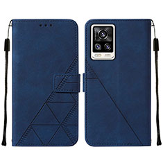 Coque Portefeuille Livre Cuir Etui Clapet Y01B pour Vivo V21e 4G Bleu