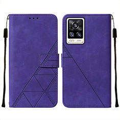 Coque Portefeuille Livre Cuir Etui Clapet Y01B pour Vivo V21e 4G Violet