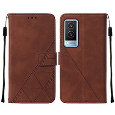 Coque Portefeuille Livre Cuir Etui Clapet Y01B pour Vivo V21e 5G Marron