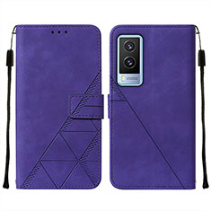 Coque Portefeuille Livre Cuir Etui Clapet Y01B pour Vivo V21e 5G Violet