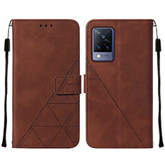 Coque Portefeuille Livre Cuir Etui Clapet Y01B pour Vivo V21s 5G Marron