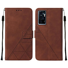 Coque Portefeuille Livre Cuir Etui Clapet Y01B pour Vivo V23e Marron