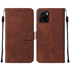 Coque Portefeuille Livre Cuir Etui Clapet Y01B pour Vivo Y10 t1 Marron