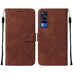 Coque Portefeuille Livre Cuir Etui Clapet Y01B pour Vivo Y31 (2021) Marron