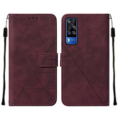 Coque Portefeuille Livre Cuir Etui Clapet Y01B pour Vivo Y31 (2021) Vin Rouge