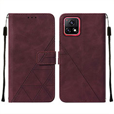 Coque Portefeuille Livre Cuir Etui Clapet Y01B pour Vivo Y31s 5G Vin Rouge