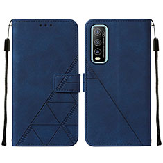 Coque Portefeuille Livre Cuir Etui Clapet Y01B pour Vivo Y50t Bleu