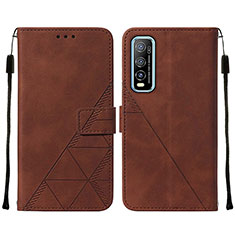 Coque Portefeuille Livre Cuir Etui Clapet Y01B pour Vivo Y50t Marron