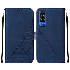Coque Portefeuille Livre Cuir Etui Clapet Y01B pour Vivo Y53s NFC Bleu