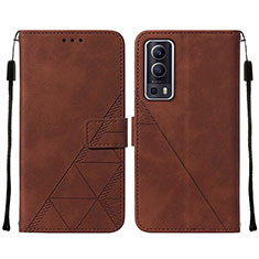 Coque Portefeuille Livre Cuir Etui Clapet Y01B pour Vivo Y72 5G Marron