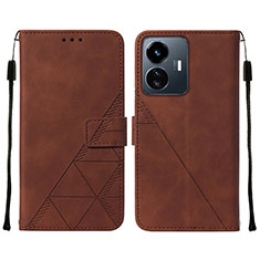 Coque Portefeuille Livre Cuir Etui Clapet Y01B pour Vivo Y77e 5G Marron