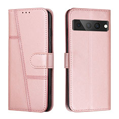 Coque Portefeuille Livre Cuir Etui Clapet Y01X pour Google Pixel 7 Pro 5G Or Rose