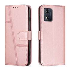 Coque Portefeuille Livre Cuir Etui Clapet Y01X pour Motorola Moto E13 Or Rose