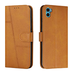 Coque Portefeuille Livre Cuir Etui Clapet Y01X pour Motorola Moto E32 India Brun Clair