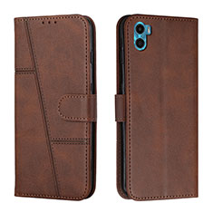 Coque Portefeuille Livre Cuir Etui Clapet Y01X pour Motorola Moto E32 India Marron