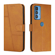 Coque Portefeuille Livre Cuir Etui Clapet Y01X pour Motorola Moto Edge 20 Pro 5G Brun Clair