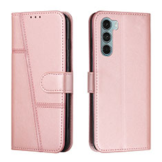 Coque Portefeuille Livre Cuir Etui Clapet Y01X pour Motorola Moto Edge S30 5G Or Rose