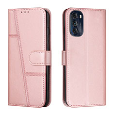 Coque Portefeuille Livre Cuir Etui Clapet Y01X pour Motorola Moto G 5G (2022) Or Rose