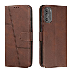 Coque Portefeuille Livre Cuir Etui Clapet Y01X pour Motorola Moto G51 5G Marron