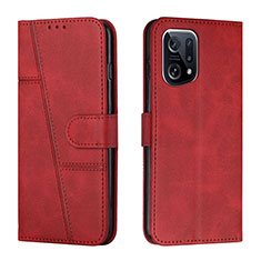 Coque Portefeuille Livre Cuir Etui Clapet Y01X pour Oppo Find X5 Pro 5G Rouge