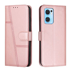 Coque Portefeuille Livre Cuir Etui Clapet Y01X pour Oppo Reno7 5G Or Rose