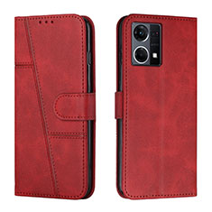 Coque Portefeuille Livre Cuir Etui Clapet Y01X pour Oppo Reno8 4G Rouge