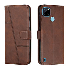 Coque Portefeuille Livre Cuir Etui Clapet Y01X pour Realme C25Y India Marron