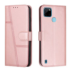 Coque Portefeuille Livre Cuir Etui Clapet Y01X pour Realme C25Y India Or Rose