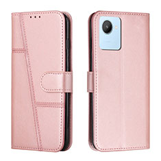 Coque Portefeuille Livre Cuir Etui Clapet Y01X pour Realme C30 Or Rose