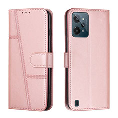 Coque Portefeuille Livre Cuir Etui Clapet Y01X pour Realme C31 Or Rose