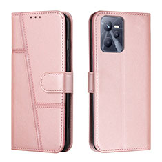 Coque Portefeuille Livre Cuir Etui Clapet Y01X pour Realme C35 Or Rose