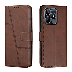 Coque Portefeuille Livre Cuir Etui Clapet Y01X pour Realme C51 Marron