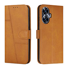 Coque Portefeuille Livre Cuir Etui Clapet Y01X pour Realme C55 Brun Clair