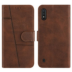 Coque Portefeuille Livre Cuir Etui Clapet Y01X pour Samsung Galaxy A01 SM-A015 Marron