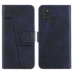 Coque Portefeuille Livre Cuir Etui Clapet Y01X pour Samsung Galaxy A21s Bleu