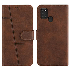 Coque Portefeuille Livre Cuir Etui Clapet Y01X pour Samsung Galaxy A21s Marron