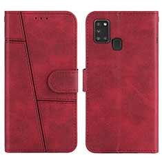 Coque Portefeuille Livre Cuir Etui Clapet Y01X pour Samsung Galaxy A21s Rouge