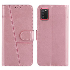 Coque Portefeuille Livre Cuir Etui Clapet Y01X pour Samsung Galaxy F02S SM-E025F Or Rose