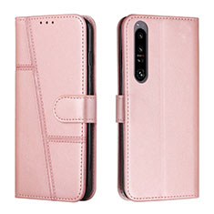 Coque Portefeuille Livre Cuir Etui Clapet Y01X pour Sony Xperia 1 IV Or Rose