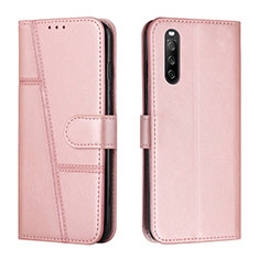 Coque Portefeuille Livre Cuir Etui Clapet Y01X pour Sony Xperia 10 IV SOG07 Or Rose