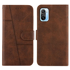 Coque Portefeuille Livre Cuir Etui Clapet Y01X pour Xiaomi Mi 11X 5G Marron